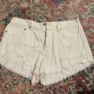 We The Free Women's White Distressed Denim Shorts Size 28